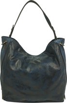 Qischa® super handige handtas - schoudertas donkerblauw - met extra lange riem