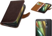 MP Case Pull Up TPU PU Leder Bookstyle voor Moto E3 (3nd Gen) Mocca