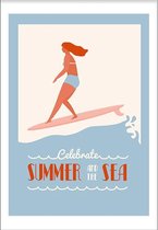 Celebrate summer (50x70cm) - Wallified - Tekst - Zwart Wit - Poster - Wall-Art - Woondecoratie - Kunst - Posters