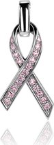 Zinzi zilveren Pink Ribbon hanger roze ZIH560