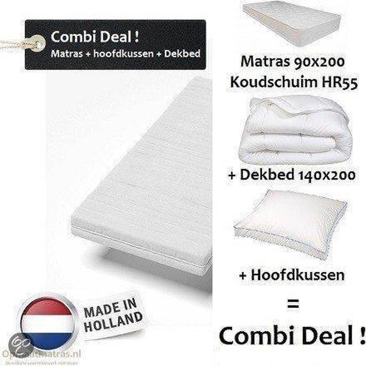 Combi Deal! Matras 90x200 HR55 + Dekbed 240x200 + Hoofdkussen | bol.com