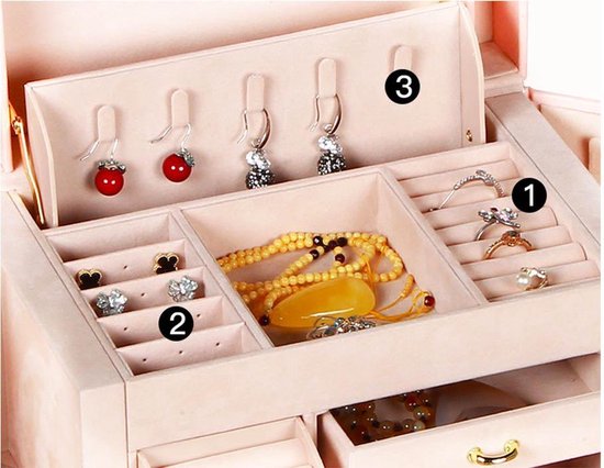 Luxe Sieradendoos met Spiegel, 13 Compartimenten, Ring Kussentjes en  Horloge Kussen - Voor Armbanden, Oorbellen, Kettingen en Andere Sieraden -  Confibel Juwelendoos Roze | Bestel nu!