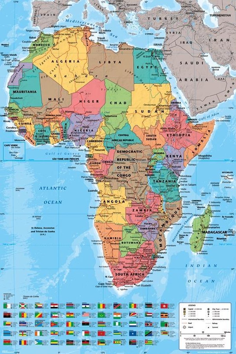 kaart afrika bol.| Poster Afrika kaart   61x91.cm