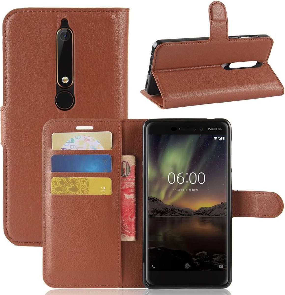 Book Case - Geschikt voor Nokia 6.1 (2018) Hoesje - Bruin
