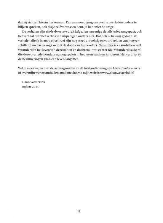 Pagina met tekst over het boek 'Leven zonder ouders'.