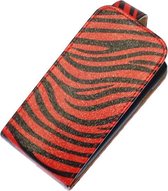 BestCases.nl Rood Zebra Classic Flip case hoesje voor Samsung Galaxy Fame S6810