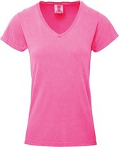Basic V-hals t-shirt comfort colors roze voor dames - Dameskleding t-shirt roze M (38/50)