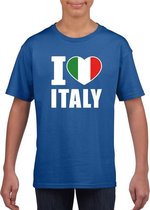 Blauw I love Italie fan shirt kinderen S (122-128)