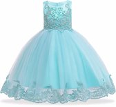 Feestjurk KIDS kort mouwloos applicatie top blue