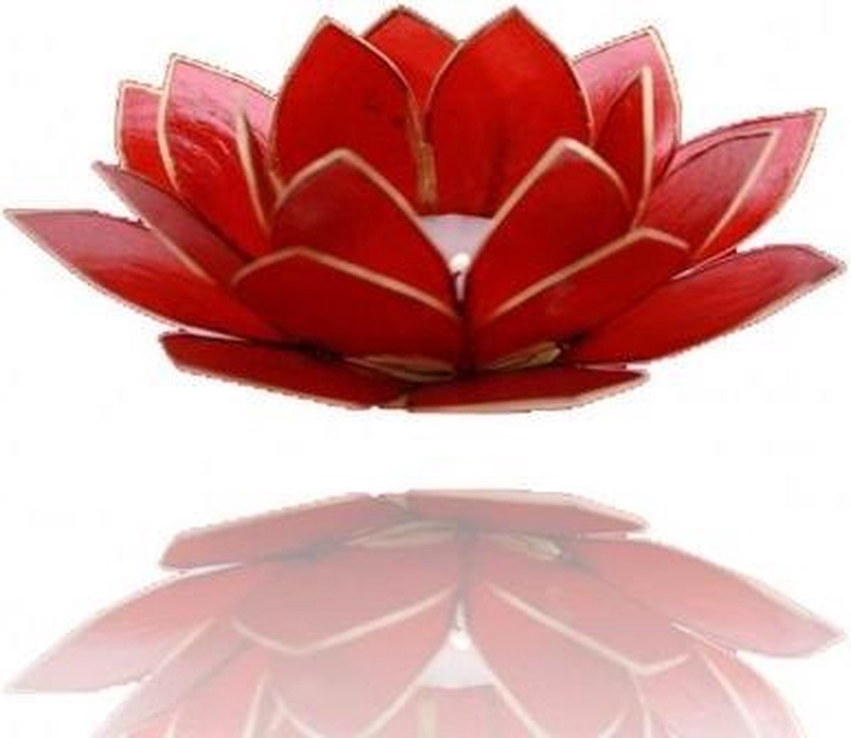 Yogi & Yogini Lotus sfeerlicht rood 1e chakra goudrand 13.5 cm S