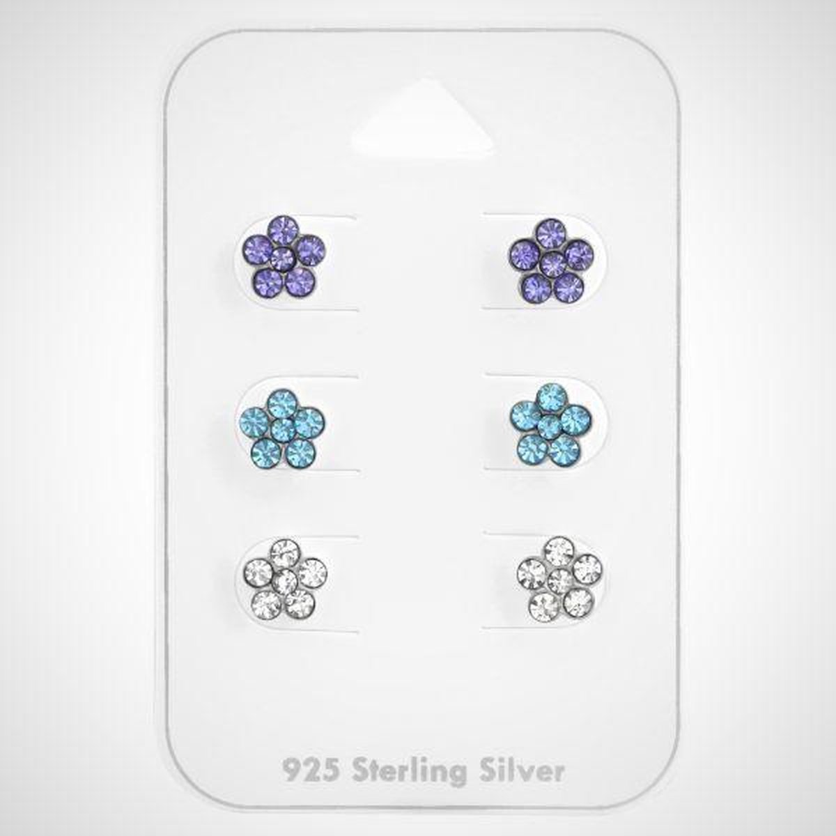 Zilveren kinderoorknopjes - set van 3 - bloem- studs