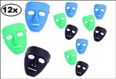 12x Masker gezicht 3 assortie