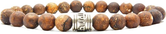 Beaddhism - Armband - Cracked Brown Prayer Stone - Guru - 8 mm - 20 cm