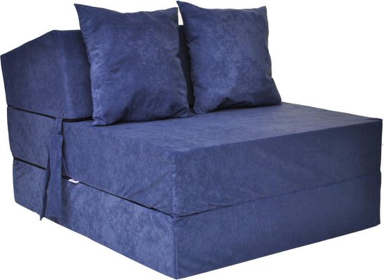 Luxe logeermatras - navy blauw - camping matras - reismatras - opvouwbaar matras - 200 x 70 x 15 - met kussens