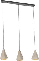 QAZQA hormigo - Industriele Hanglamp - 3 lichts - L 785 mm - Grijs - Industrieel -  Woonkamer | Slaapkamer | Keuken