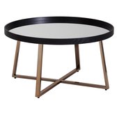 design salontafel rond Ã˜ 78 cm donker goud met spiegelglas | Salontafel zwart metalen frame | Grote bijzettafel