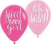 Amscan Ballonnen Babyshower Bloemen 27,5 Cm 6 Stuks Roze