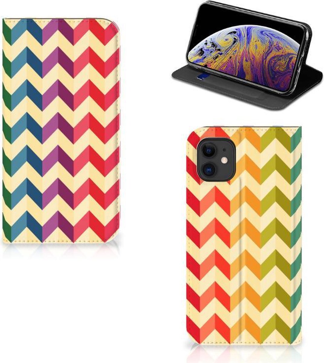 Standcase Hoesje voor Apple iPhone 11 Hoesje met Magneet Zigzag Multi Color
