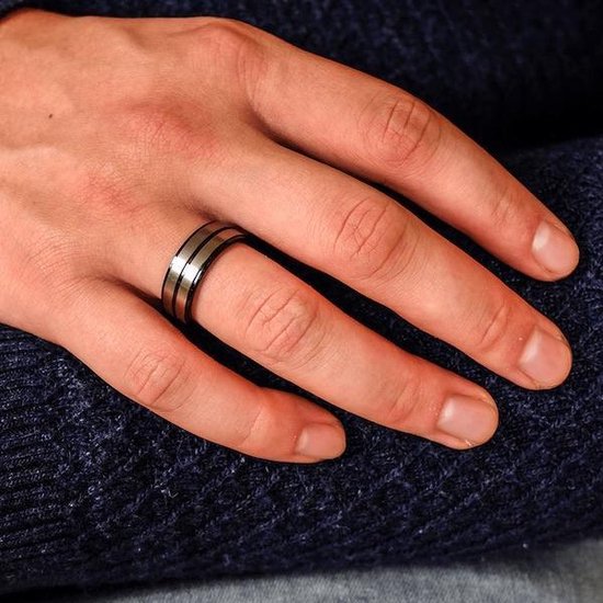 Ringen Mannen - Ring Mannen - Ring Heren - Heren Ring - Ring Heren - Zwarte  Ring -... | bol.com
