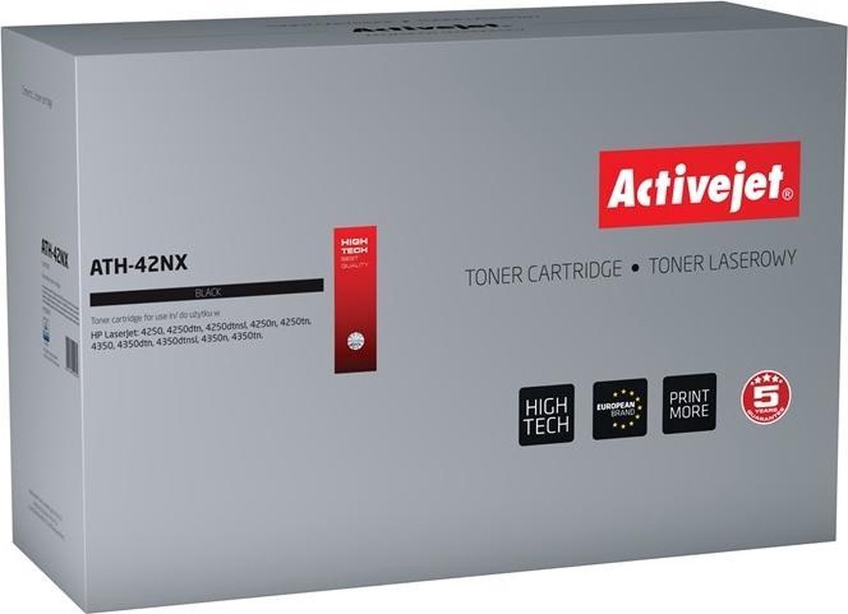 ActiveJet AT-42NX toner voor HP-printer; HP 42X Q5942X vervanging; Opperste; 20000 pagina's; zwart.