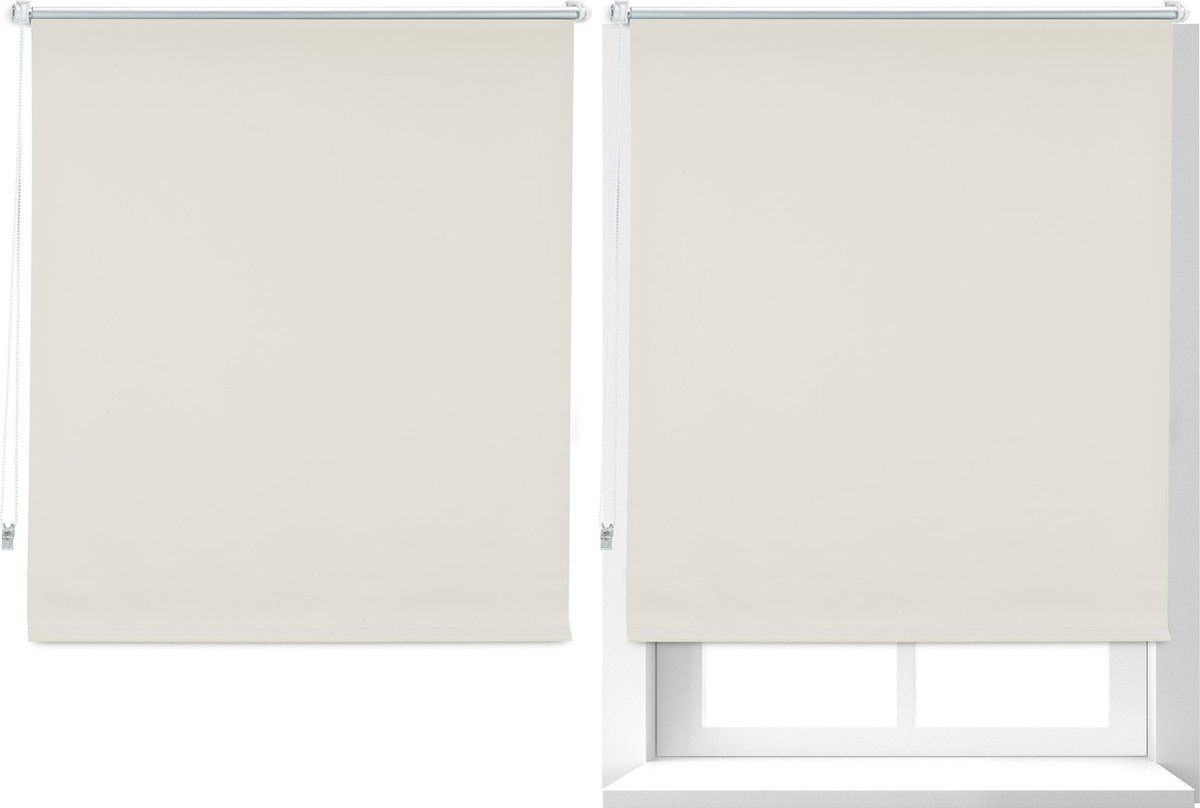 Relaxdays 2x verduisterend rolgordijn beige - zonwerend - met klemmen – 100x160cm