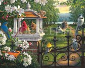 Diamond Painting Vogeltjes bij het park 30x40cm. (Volledige bedekking - Vierkante steentjes) diamondpainting inclusief tools