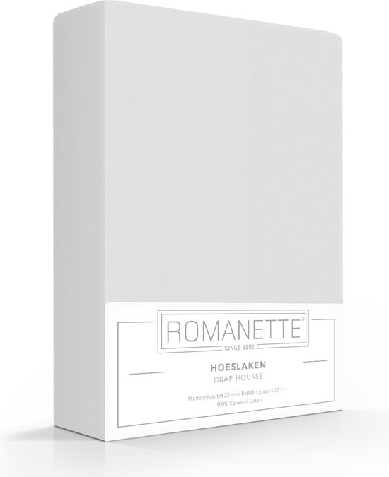 Romanette Luxe Hoeslaken Katoen - Zilver - Maat: 180 x 200
