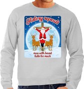 Foute Kersttrui / sweater - History repeats man with beard talks too much  - grijs voor heren - kerstkleding / kerst outfit M (50)