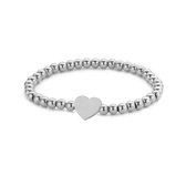 CO88 Collection Sense 8CB 90574 Stalen beads armband - Hart - 4 mm - Zilverkleurig