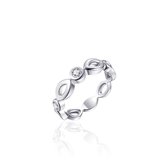 Jewels Inc. - Ring - Fantasie gezet met Zirkonia Stenen - 4mm Breed - Maat 50 - Gerhodineerd Zilver 925