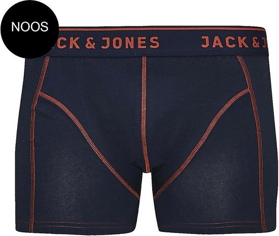 JACK & JONES Jacsimple trunks (1-pack) - heren boxer normale lengte - blauw met oranje stiksels - Maat: M