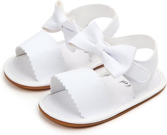 Witte sandalen met klittenband - Kunstleer - Maat 18 - Zachte zool - 0 tot  6 maanden | bol.com