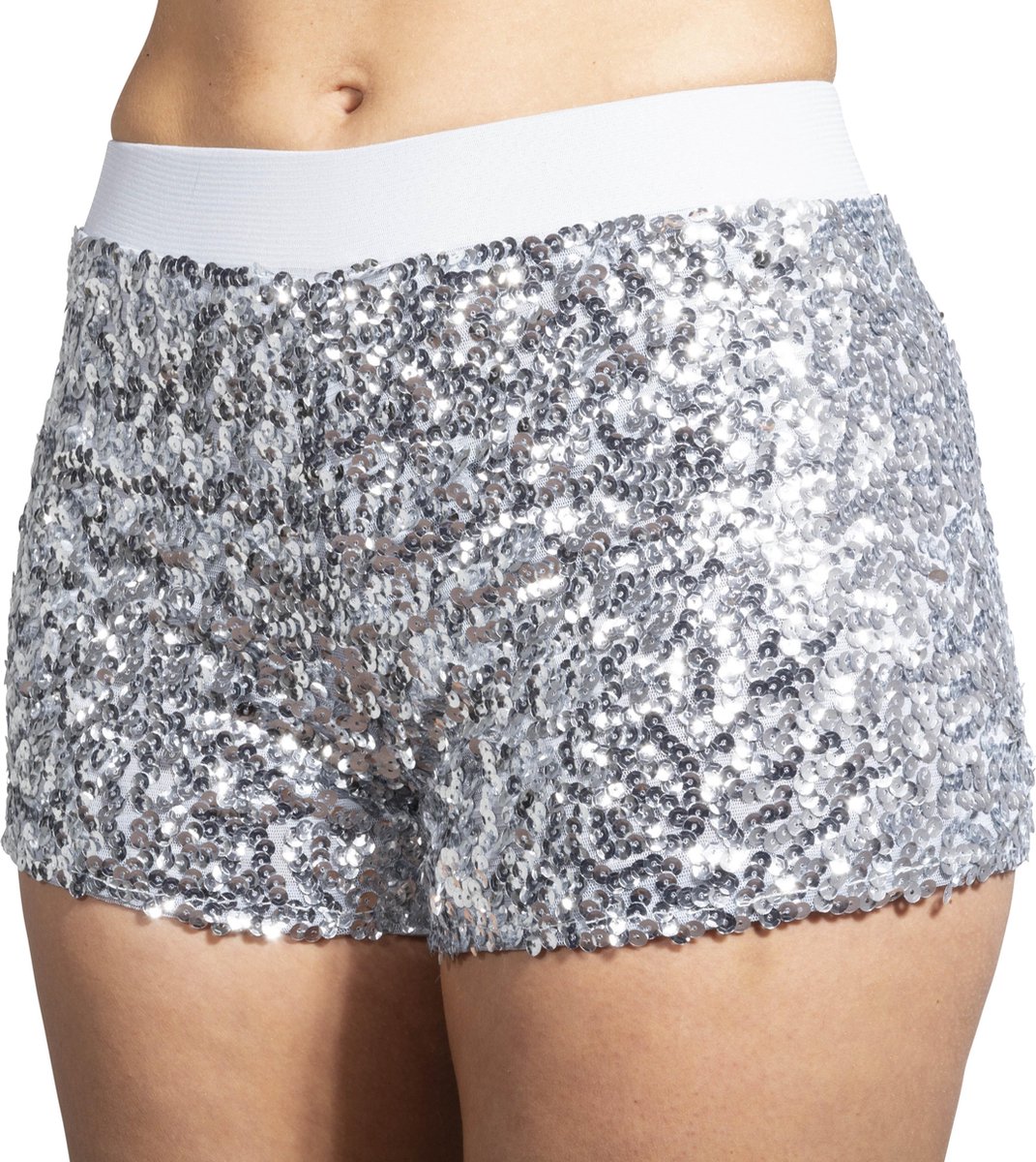 Hotpants pailletten zilver - Maat 34 t/m 38
