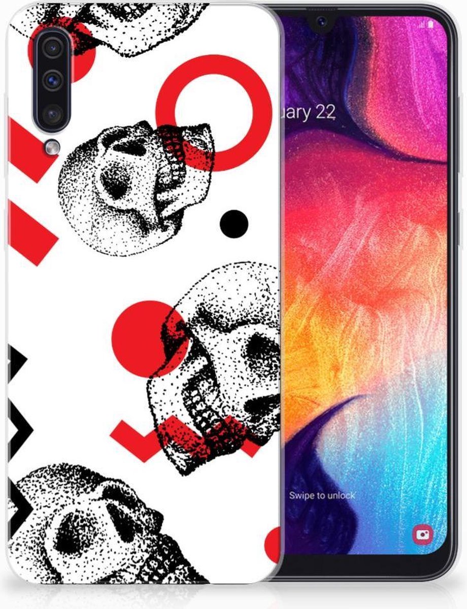 Silicone Back Case Samsung Galaxy A50 Skull Red