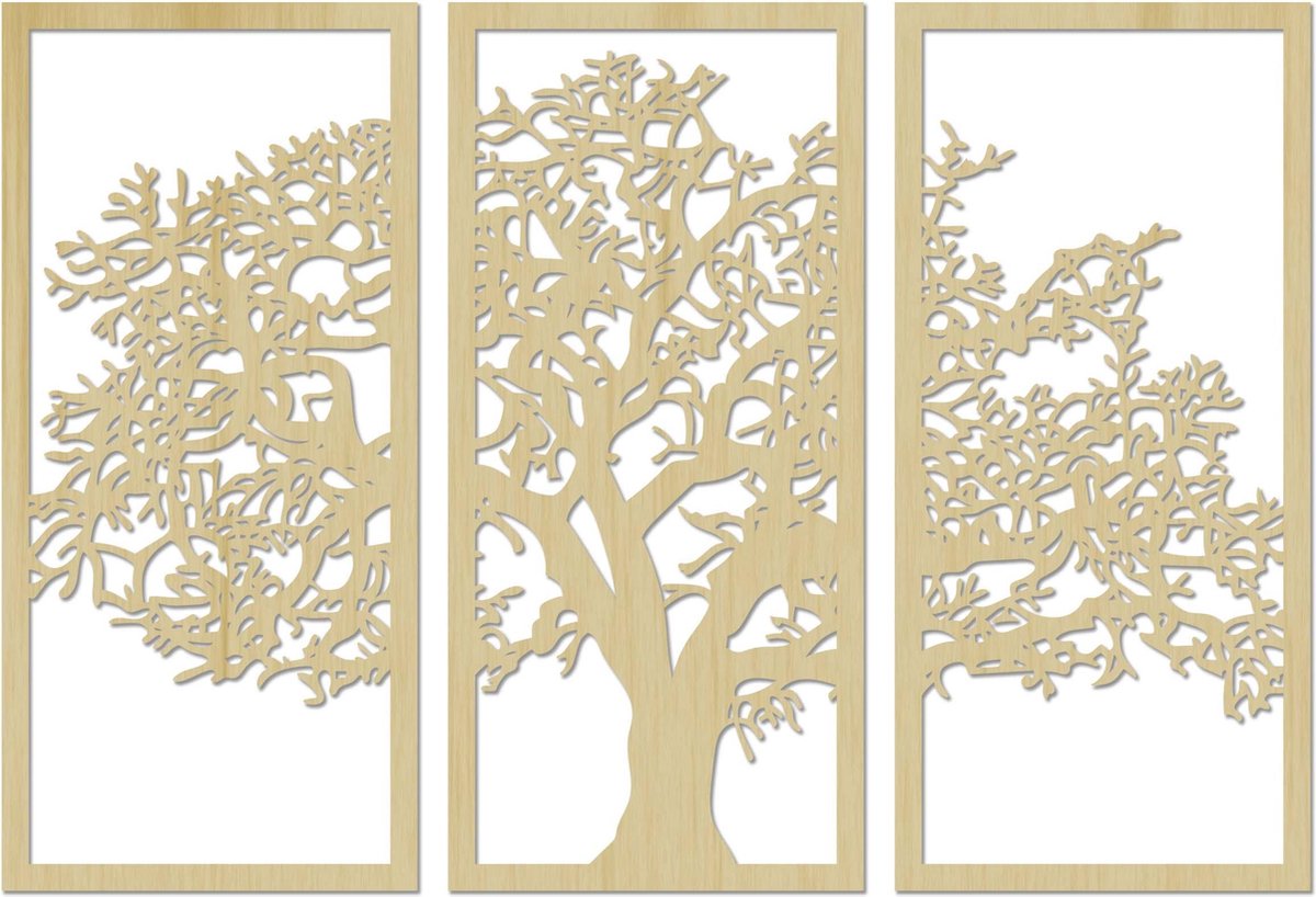 punch Motiveren laten we het doen Houten boom drieluik wanddecoratie | bol.com