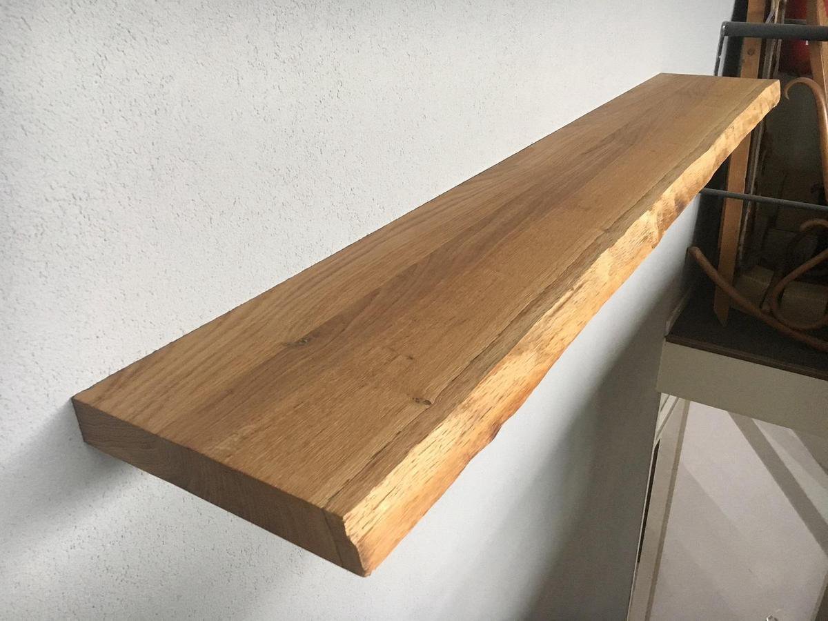 Verwarren logboek Nuchter Zwevende houten wandplank boekenplank boomstam 150 cm zwevend plank muur  eikenhout eiken | bol.com