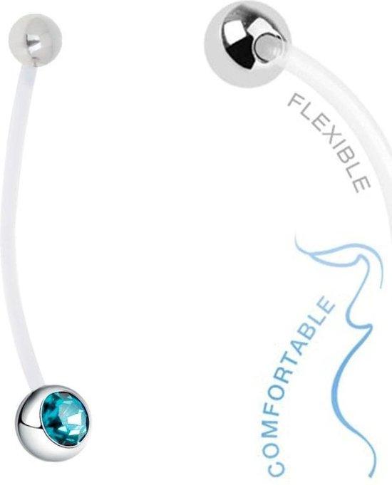 Fako Bijoux® de Piercing nombril de grossesse - Cristal - Turquoise