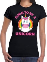 Born to be a unicorn gay pride t-shirt - zwart regenboog shirt voor dames - gay pride S
