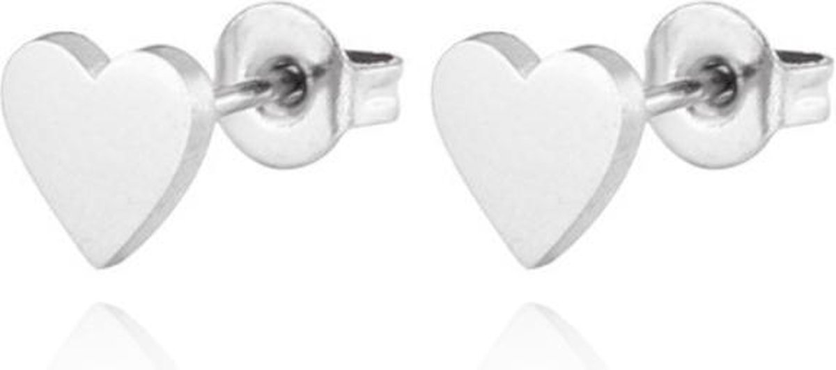 Cilla Jewels oorknoppen Edelstaal Hartje Zilverkleurig