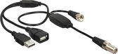 DeLOCK 13006 coax-kabel RG-174 0,22 m 1 x IEC female 1 x IEC plug, 1 x USB 2.0 Type-A female, 1 x USB 2.0 Type-A male Zwart