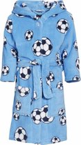Blauwe badjas/ochtendjas met voetbal print voor kinderen. 122/128 (7-8 jr)