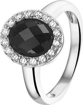 The Jewelry Collection Ring Onyx En Zirkonia - Zilver