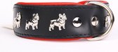 Dog's Companion Leren Halsband - Franse Bulldog - 45-53 cm x 40 mm - Zwart/Rood