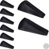 Relaxdays 8 x deurwig - deurstopper - deurstop wigvorm - universeel – rubber - zwart
