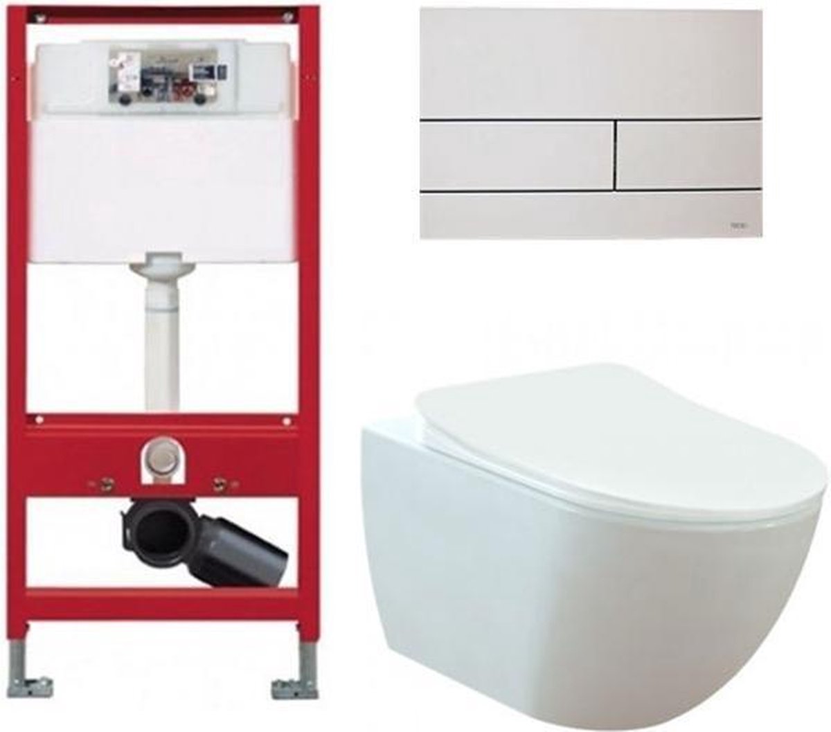 Tece Toiletset - Inbouw WC Hangtoilet wandcloset - Creavit Mat Wit Tece Square Mat Wit