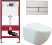 Tece Toiletset - Inbouw WC Hangtoilet wandcloset - Creavit Mat Wit Tece Square Mat Wit