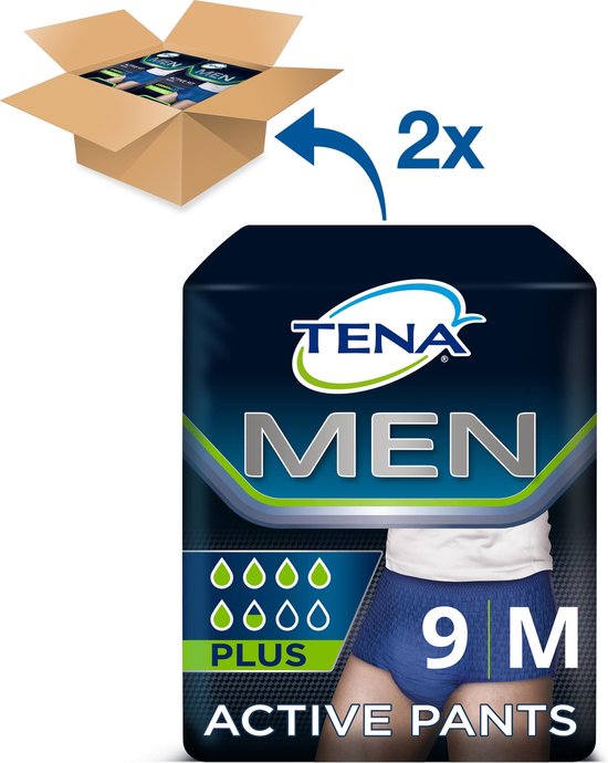 TENA Men Pants - verband voor incontinentie en urineverlies -Plus Medium - 2 x 9 broekjes