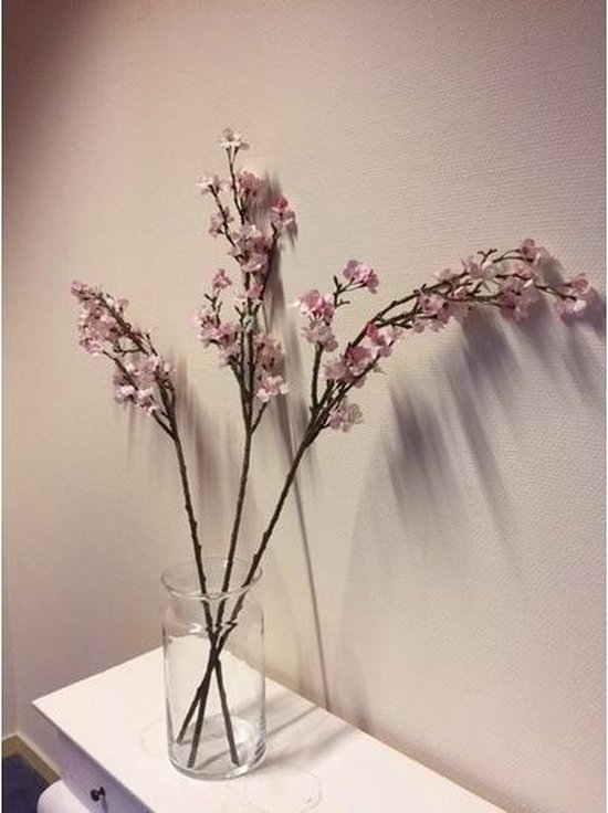 begrijpen mengsel genade Vaas met 3 roze appelbloesem kunstbloemen takken 104 cm | bol.com