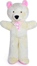 Teddybeer - XXL - 170 cm - wit roze