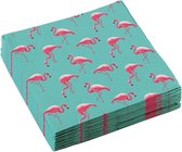 60x Serviettes de table à thème Flamingo 33 x 33 cm